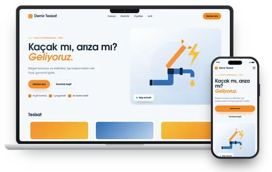 Örnek site: Tesisatçı · elektrikçi